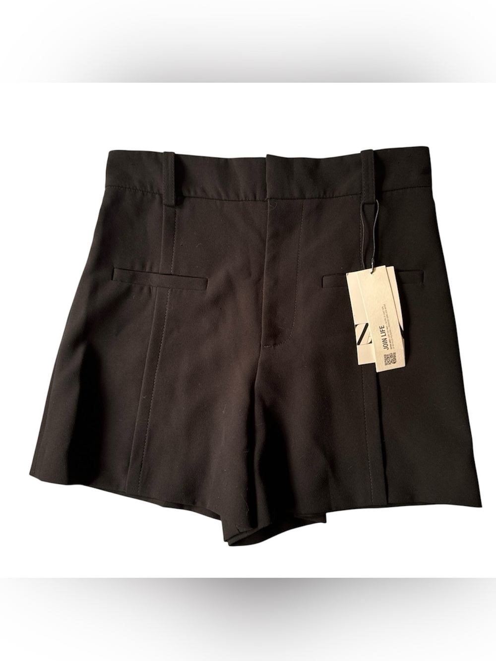 Zara Black High-Waist Tailored Shorts